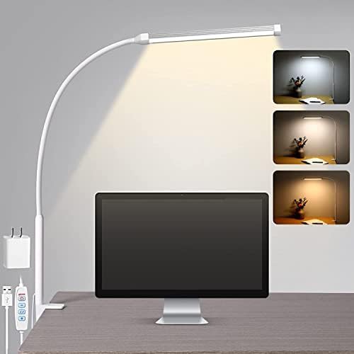 White Gooseneck LED Clip on Light