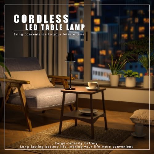 Black Cordless Rechargeable Table Lamp Set — photo 5