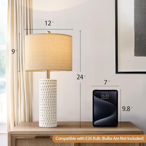 Farmhouse Ceramic Table Lamps Set of Two — photo 4