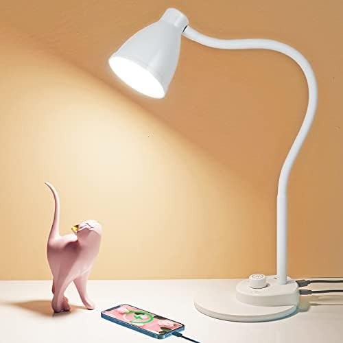 White Study Lamp with USB Charging