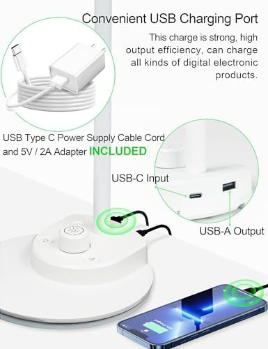 White Study Lamp with USB Charging — photo 4