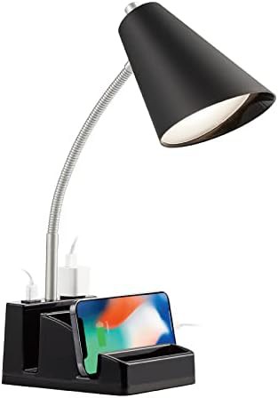 Black Organizer Base Lamp with USB Port