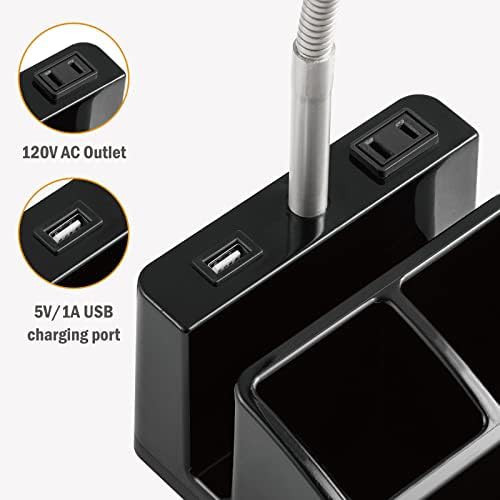 Black Organizer Base Lamp with USB Port — photo 3