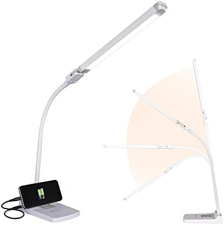 White Swivel LED Lamp with USB Port