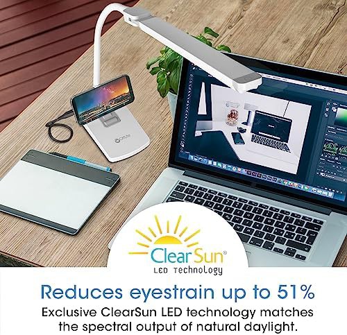 White Swivel LED Lamp with USB Port — photo 4