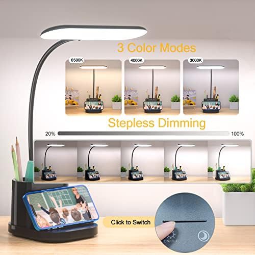 Dimmable study lamp with pen holder — photo 3
