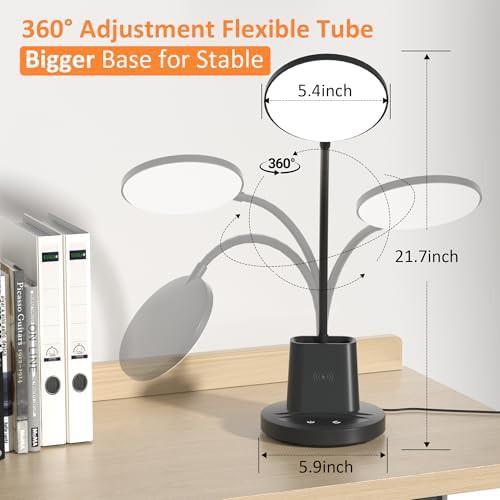 Black LED Office Lamp with Wireless Charging — photo 4