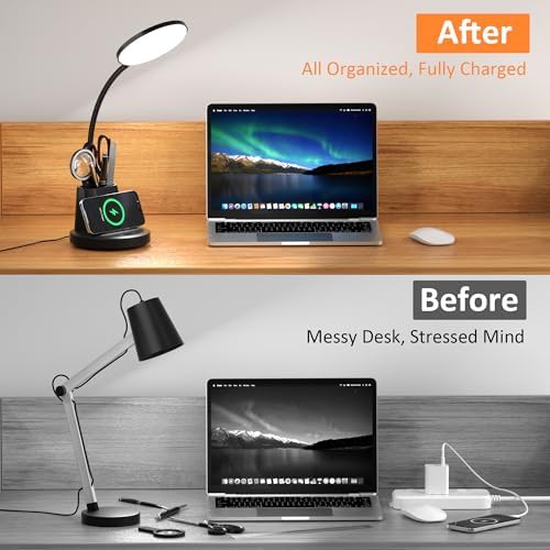 Black LED Office Lamp with Wireless Charging — photo 5