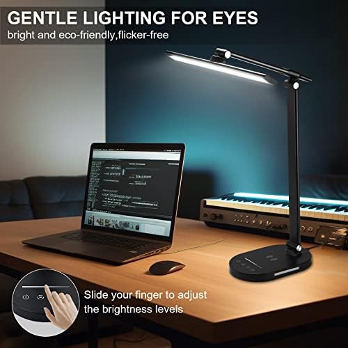 Black LED desk lamp with wireless charger — photo 4