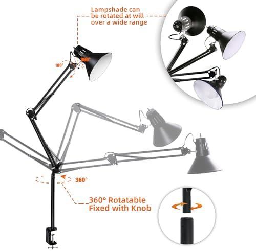 Extra Tall Metal Swing Arm Lamp — photo 4