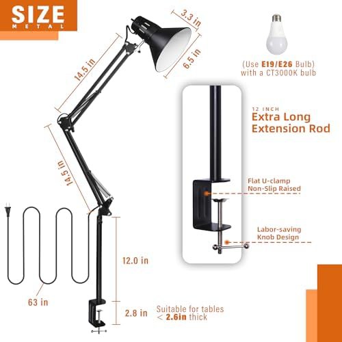 Extra Tall Metal Swing Arm Lamp — photo 5