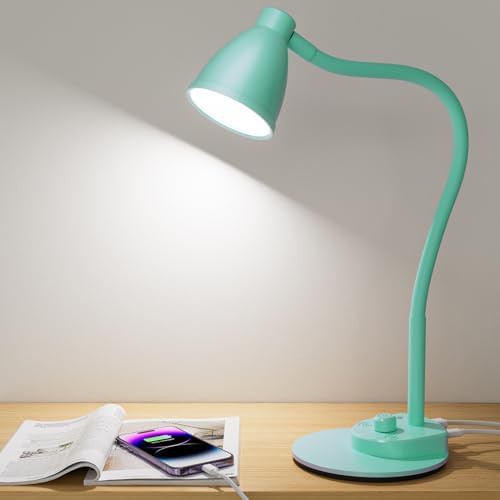 Teal Study Lamp with Weighted Base