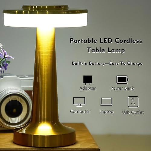 Gold Rechargeable Cordless Table Lamps — photo 3