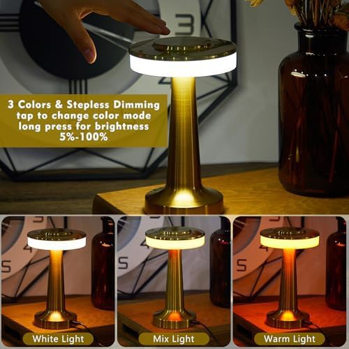Gold Rechargeable Cordless Table Lamps — photo 4