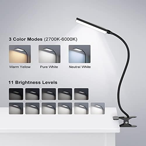 Black LED Clamp Desk Lamp with USB Port — photo 3