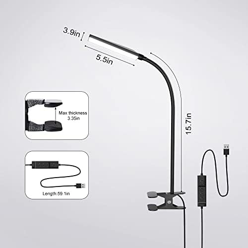 Black LED Clamp Desk Lamp with USB Port — photo 4