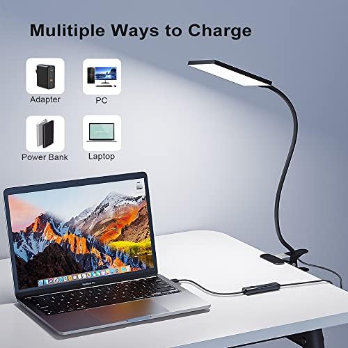 Black LED Clamp Desk Lamp with USB Port — photo 5