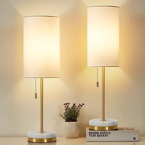 Modern Gold Table Lamps with Marble Base