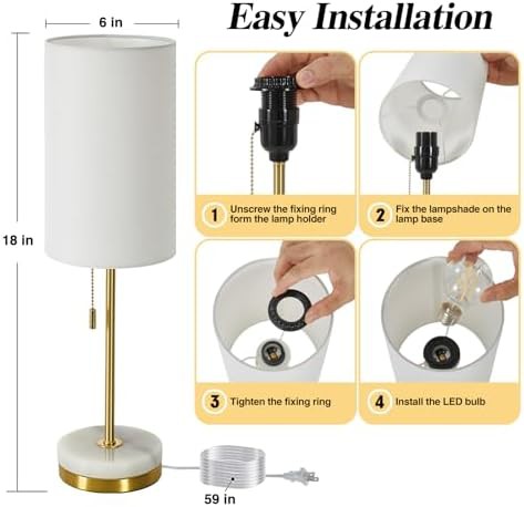 Modern Gold Table Lamps with Marble Base — photo 3
