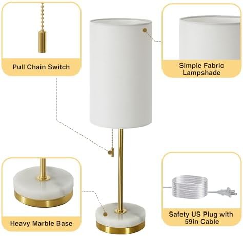 Modern Gold Table Lamps with Marble Base — photo 5