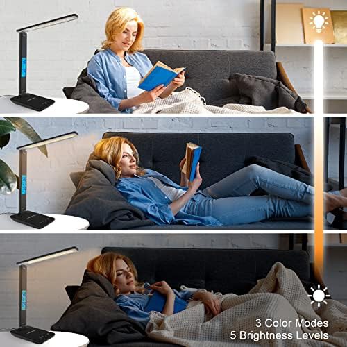 Foldable Desk Light with Wireless Charger and Clock — photo 3