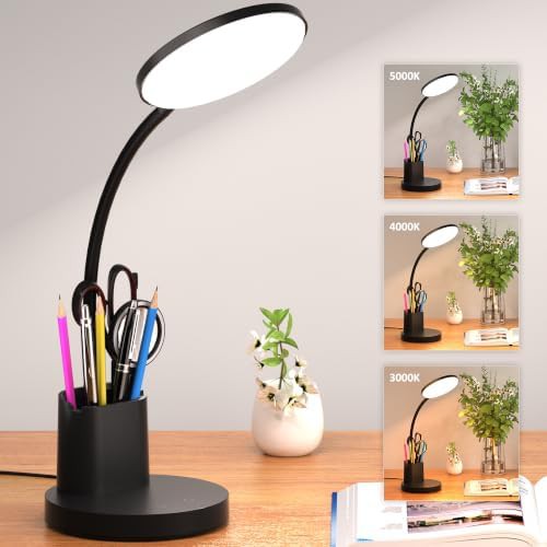 Black LED Desk Lamp with Weighted Base