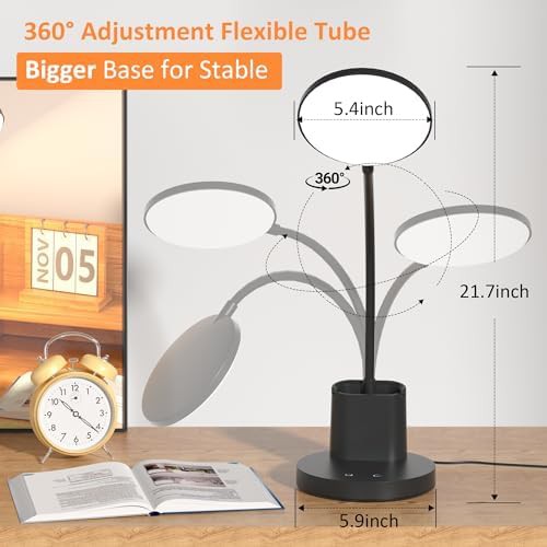 Black LED Desk Lamp with Weighted Base — photo 3