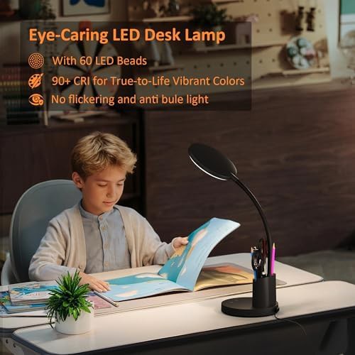 Black LED Desk Lamp with Weighted Base — photo 4