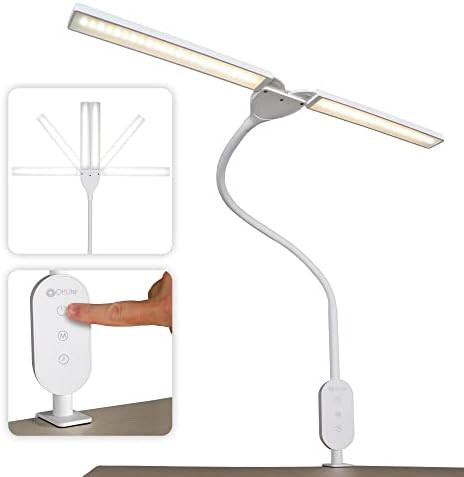 White Pivot Dual Shade Clamp Lamp