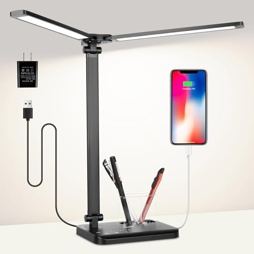 Black Dual Head Dimmable Office Lamp