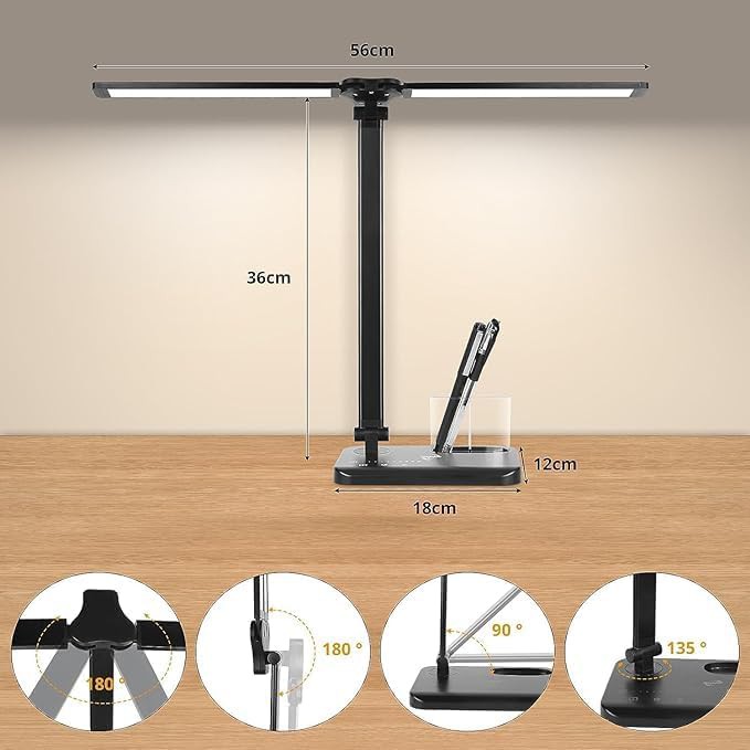 Black Dual Head Dimmable Office Lamp — photo 5