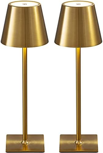 Gold rechargeable cordless LED lamp pair