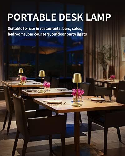 Gold rechargeable cordless LED lamp pair — photo 3