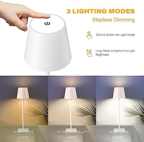 Dimmable Cordless Bedside Lamps Pair — photo 3