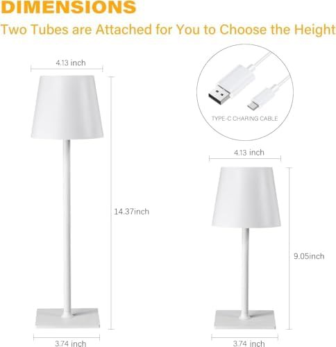 Dimmable Cordless Bedside Lamps Pair — photo 4