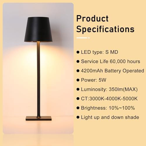 Portable Cordless Dimmable LED Nightstand Lamp — photo 5