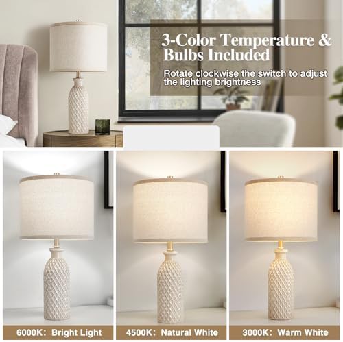 Modern White Ceramic Table Lamp Set — photo 3