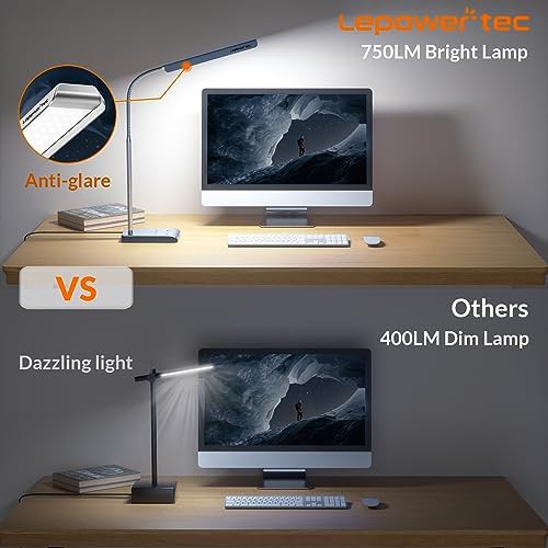 Silver gooseneck LED reading desk lamp — photo 3