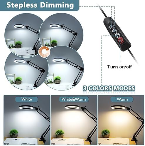 Magnifying glass lamp with adjustable swing arm — photo 3