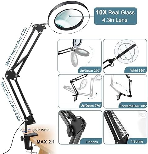 Magnifying glass lamp with adjustable swing arm — photo 5