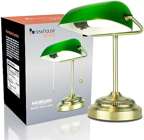 Morgan Antique Green and Brass Banker Lamp