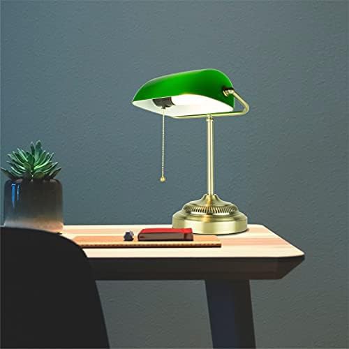 Morgan Antique Green and Brass Banker Lamp — photo 3
