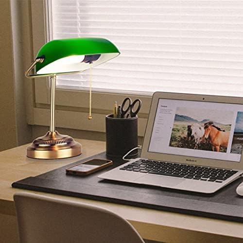 Morgan Antique Green and Brass Banker Lamp — photo 4