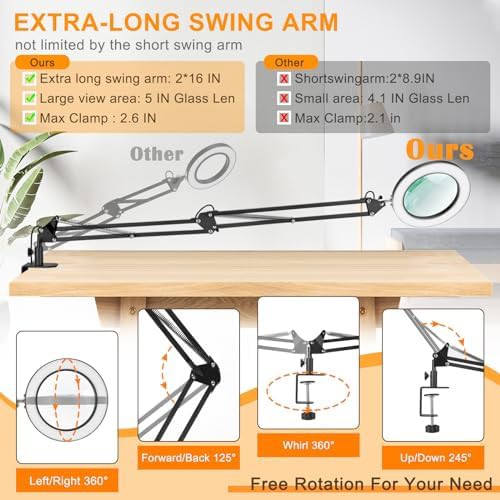 Large Real Glass Magnifier with Swing Arm — photo 4