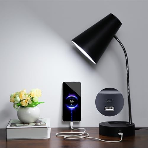 Black Gooseneck Lamp with USB Charging — photo 4