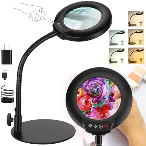 Flexible Gooseneck 12X Glass Magnifying Lamp