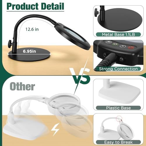 Flexible Gooseneck 12X Glass Magnifying Lamp — photo 3