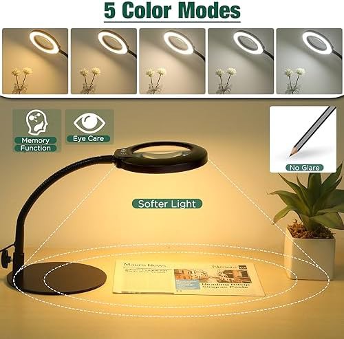 Flexible Gooseneck 12X Glass Magnifying Lamp — photo 4