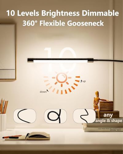 Black flexible gooseneck clamp desk lamp — photo 3