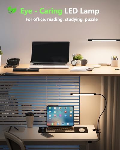 Black flexible gooseneck clamp desk lamp — photo 4